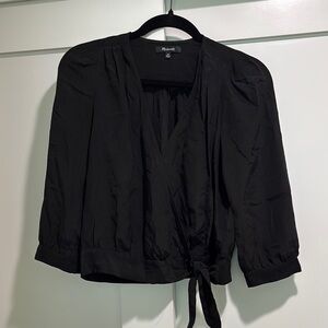 Madewell Black Silk Women's Wrap Top Size XS